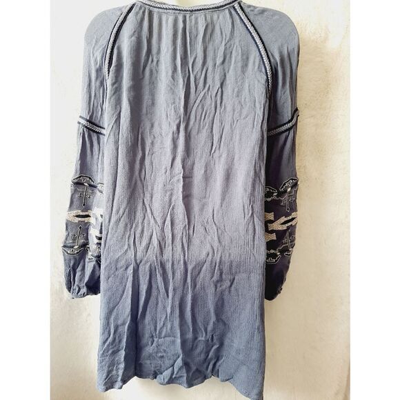 Blu pepper sz small blue embroidered long sleeve top - Picture 2 of 4